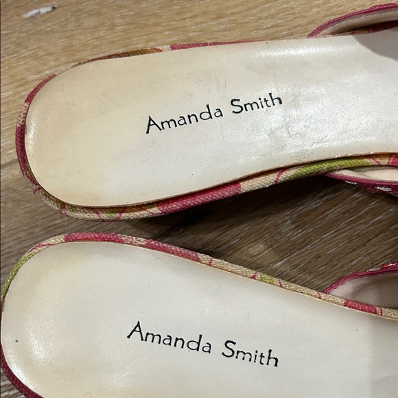 Vintage Y2K Amanda Smith Pink and Green Floral Kitten Heels - Picture 3 of 5